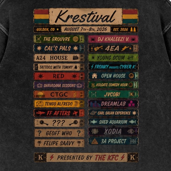 Krestival 2026 lineup on the festival hoodie